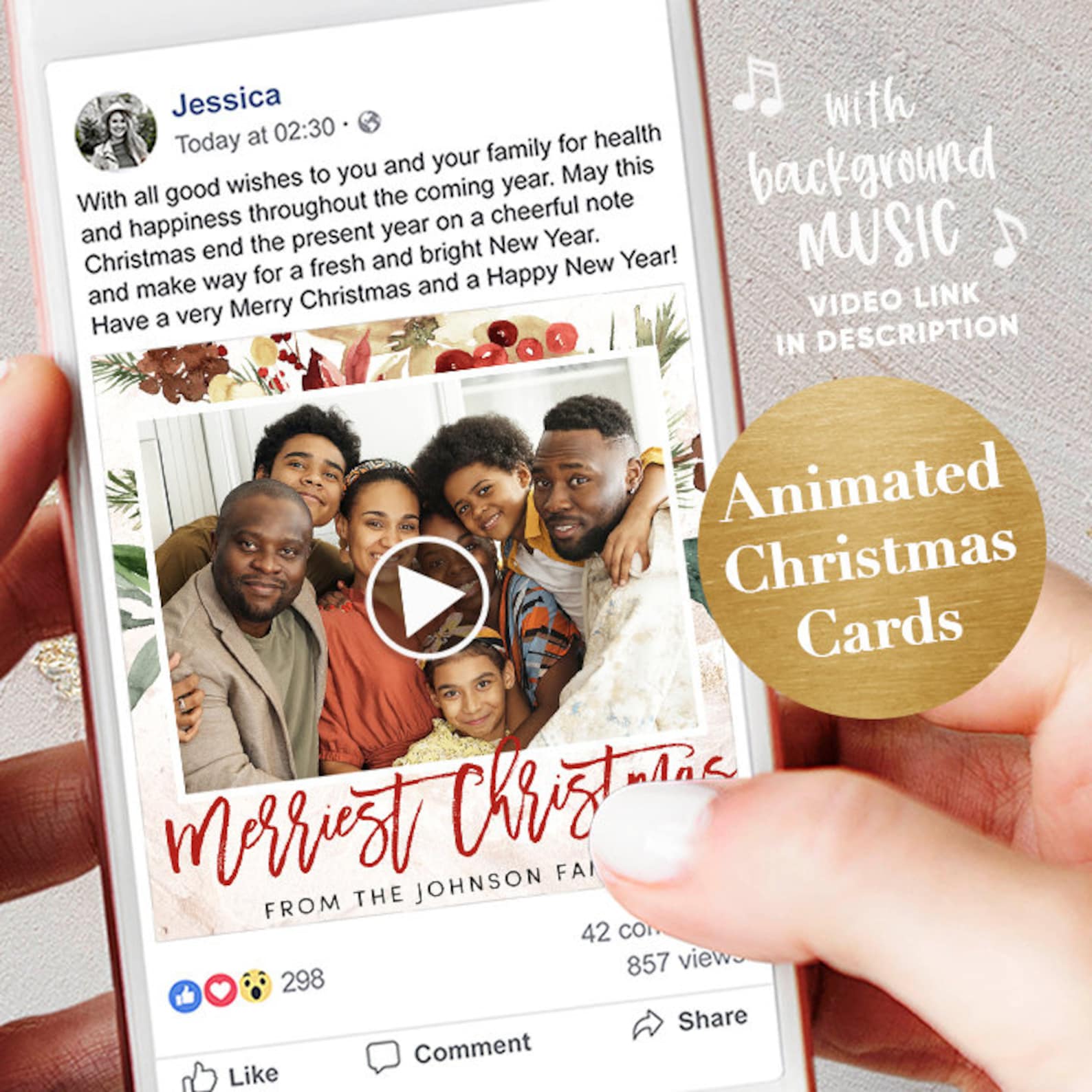 Animated Video Christmas Cards Electronic Christmas Video Etsy