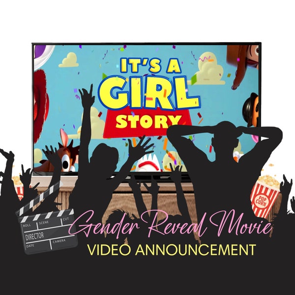 Gender Reveal Video-aankondiging, Gender Reveal Movie, Jongen of meisje Gender Reveal Video, Toy Story Gender Reveal, Spaanse optie beschikbaar