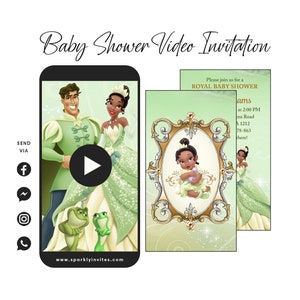 Princess and the Frog Baby Shower Video Invitation, Tiana Baby Shower Video Invitation Ideas, Princess & the Frog Baby Shower Invitation