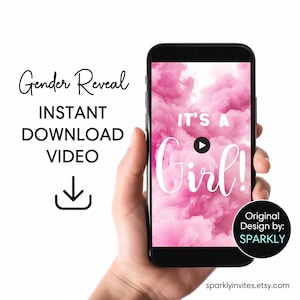 Gender Reveal Video Announcement: It's a Girl (Instant Download)