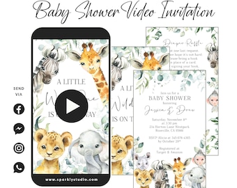 Safari Jungle Animals Baby Shower Video Invitation