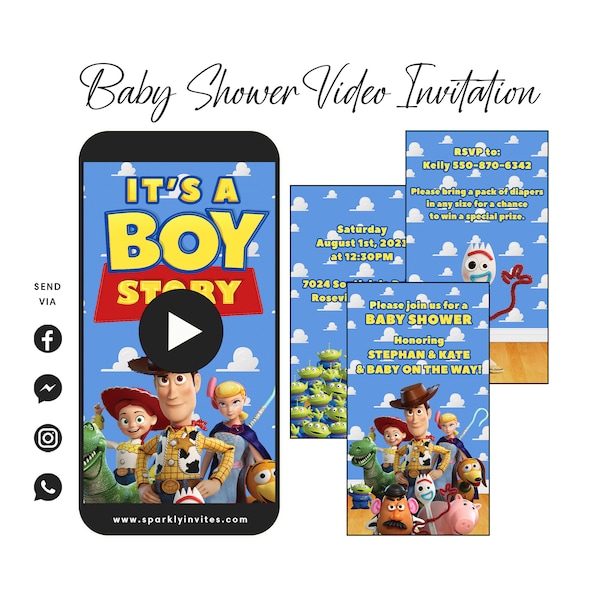 Toy Story Baby Shower Video Invitation, Electronic Toy Story Baby Shower, It's A Boy Story Invitation