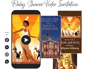 Tiana Princess and the Frog Video Invitation for Birthday, Baby Shower, Sweet 16