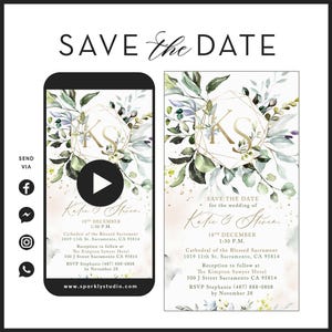 Benutzerdefinierte Hochzeit Video-Einladung | Digital Save The Date Video einladen | Animierte Hochzeits E-vite | Hochzeits-Logo Initialen Video Einladung