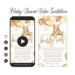 Teddy Bear Baby Shower Video Invitation, Baby Shower Video Invitation, Digital Teddy Bear Baby Shower Invitation