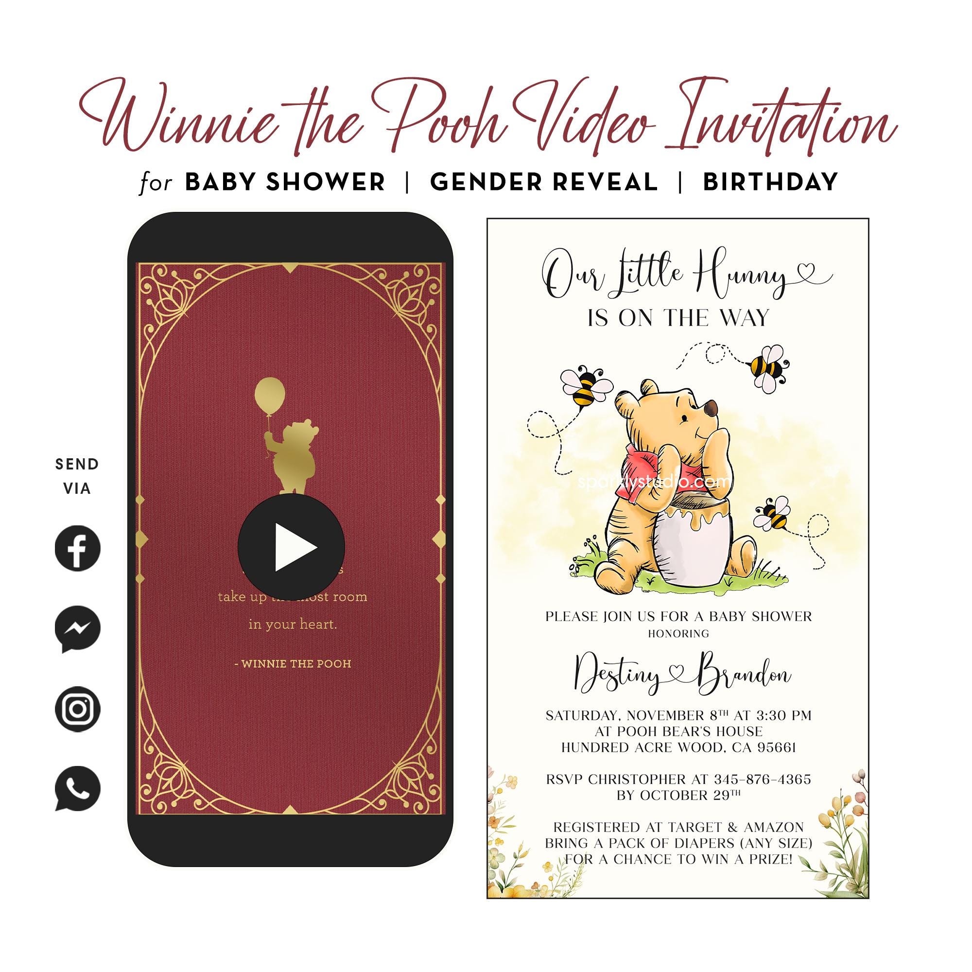 Spanish Winnie the Pooh Baby Shower Invites - Etsy Ireland