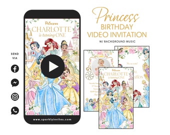 Princess Video Invitation, First Birthday & Baptism Video Invitation, Princess Enchanted Video Invitation, Princess Garden Party Invitation