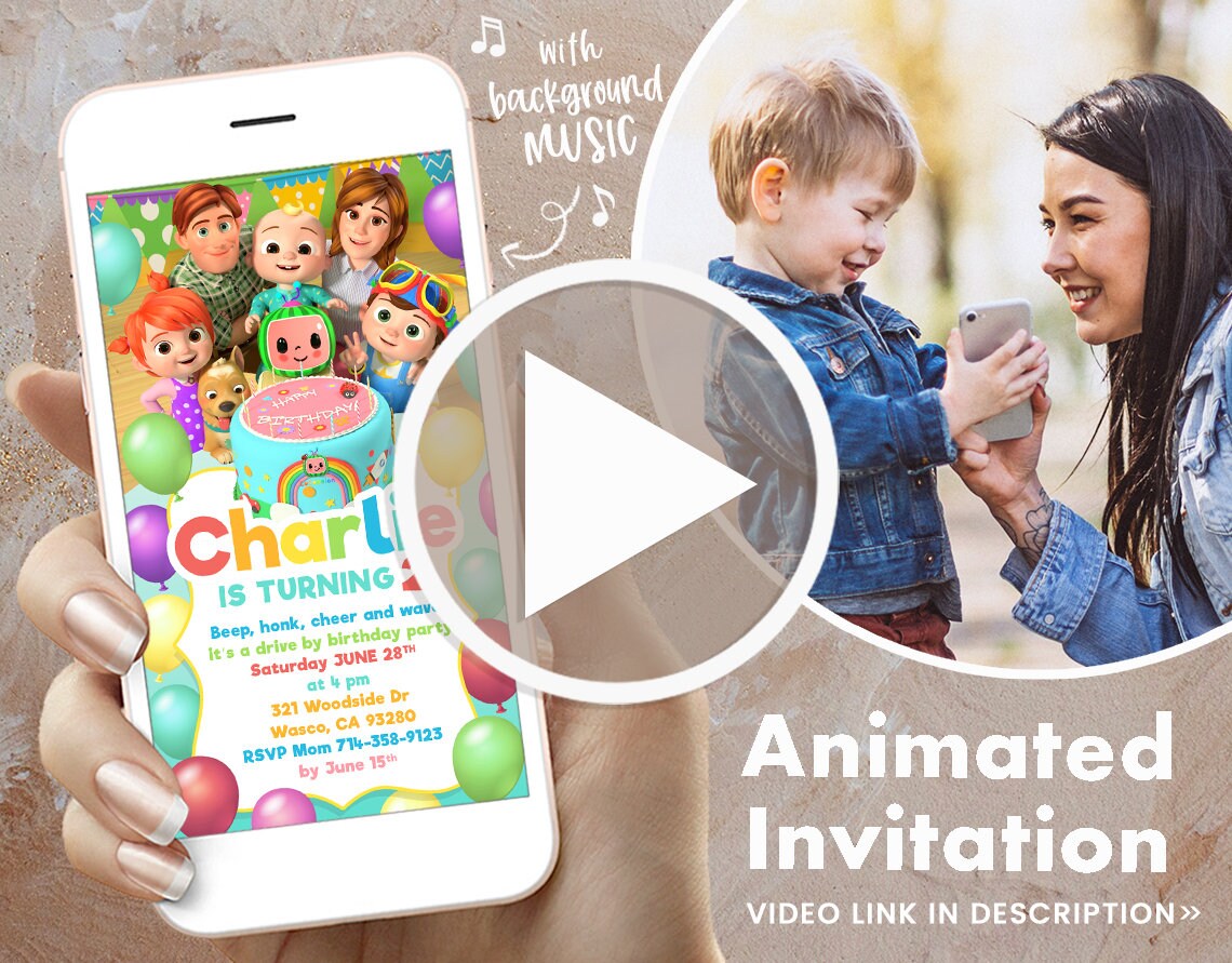 Cocomelon Video Invitation, Cocomelon Birthday Invitation, Cocomelon …