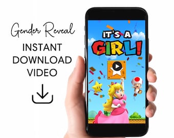 Super Mario Gender Reveal Video Announcement: It's A Girl (Instant Download)