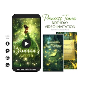 Prinzessin Tiana Video-Einladung: Sweet 16, Quinceamaßa, Abschlussball, Prinzessin und der Frosch Theme