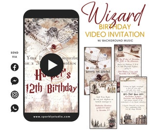 Wizard Birthday Video Invitation, Magic School Birthday Invitation, Wizard Birthday Invitation