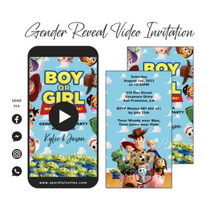 Toy Story Gender Reveal Video Invitation, Toy Story Gender Reveal Digital Invitation, Electronic Toy Story Gender Reveal Invitation