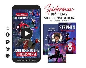 Spider-man Spiderverse Video Invitation, Spiderman Birthday Invitation, Miles Morales Spiderman Video Invitation