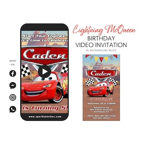 Cars video-uitnodiging, Lightning McQueen Cars video-uitnodiging, ideeën auto&#39;s verjaardagsuitnodiging, Lightning McQueen-uitnodiging