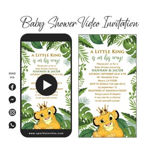 Baby Shower Lion King Video Invitation, Simba Baby Shower Lion King Invitation, Electronic Lion King Simba Invitation