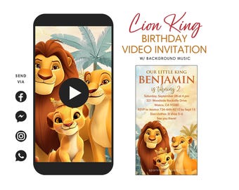 Video di invito per il compleanno a tema Royal Pride, festa a tema Re Leone e Simba, invito digitale multilingue