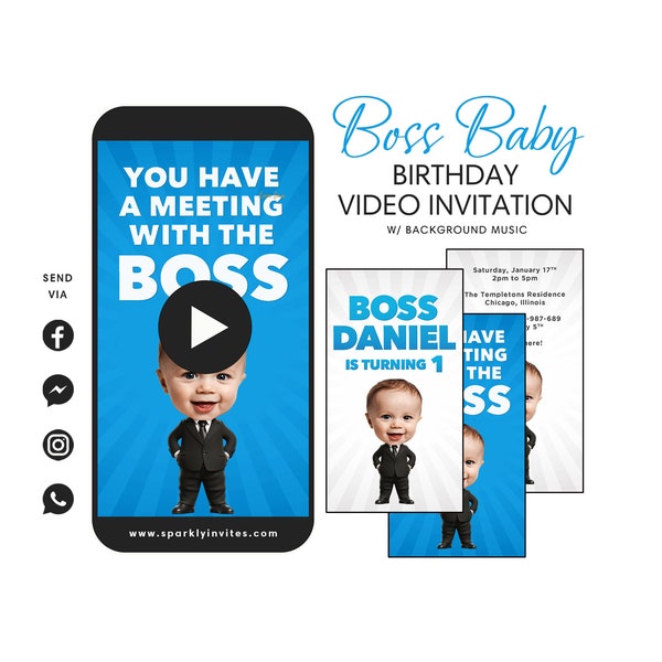 Baby Boss Video Invitation, Baby Boss Invitation, Customized Baby Boss Birthday Invitation