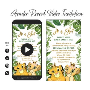 Convite de vídeo para revelação do sexo do Rei Leão, Convite de vídeo para revelação do sexo do Rei Leão Simba Nala, Convite de vídeo para revelação do sexo do Rei Leão em espanhol