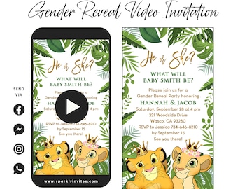 Lion King Gender Reveal Video Invitation: Simba & Nala