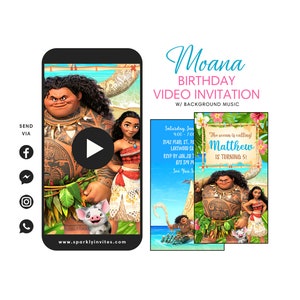 Moana Maui Video Invitation, Moana Birthday Digital Invitation, Moana Maui Birthday Invitation