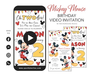 Mickey Mouse Birthday Video Invitation Oh Twodles Party Any Age Digital Video Invite