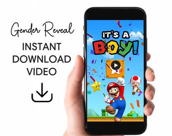 Super Mario Gender Reveal Video Announcement: It's A Boy (Instant Download)
