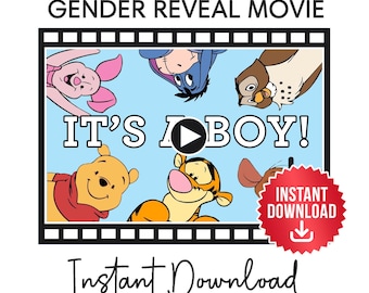 Baby Boy Pooh Bear Gender Reveal Video: Instant Download