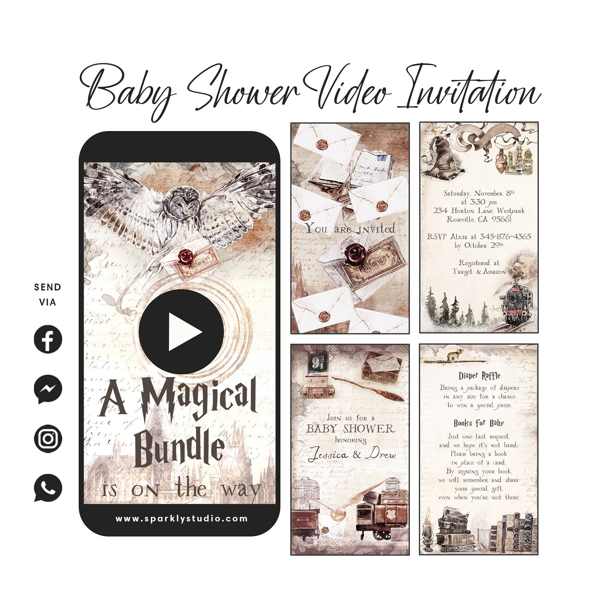 Wizard Baby Shower Video Invitation Magic School Baby Shower Invitation Wizard Baby Shower Invitation