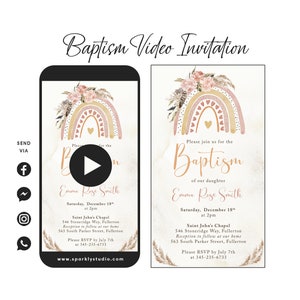 Rainbow Baptism Video Invitation, Rainbow Christening Video Invitation, Rainbow Baptism Invitation, Baptism & First Birthday Invitation