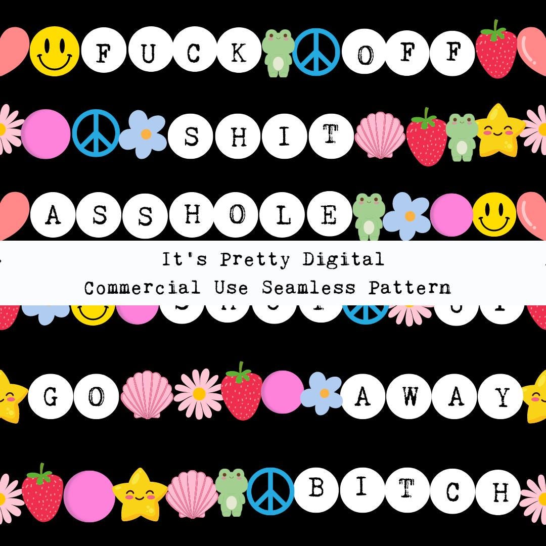 Swear Word Pattern Swear Word Beads Sassy Rude Commercial Use Seamless Repeat Pattern ...