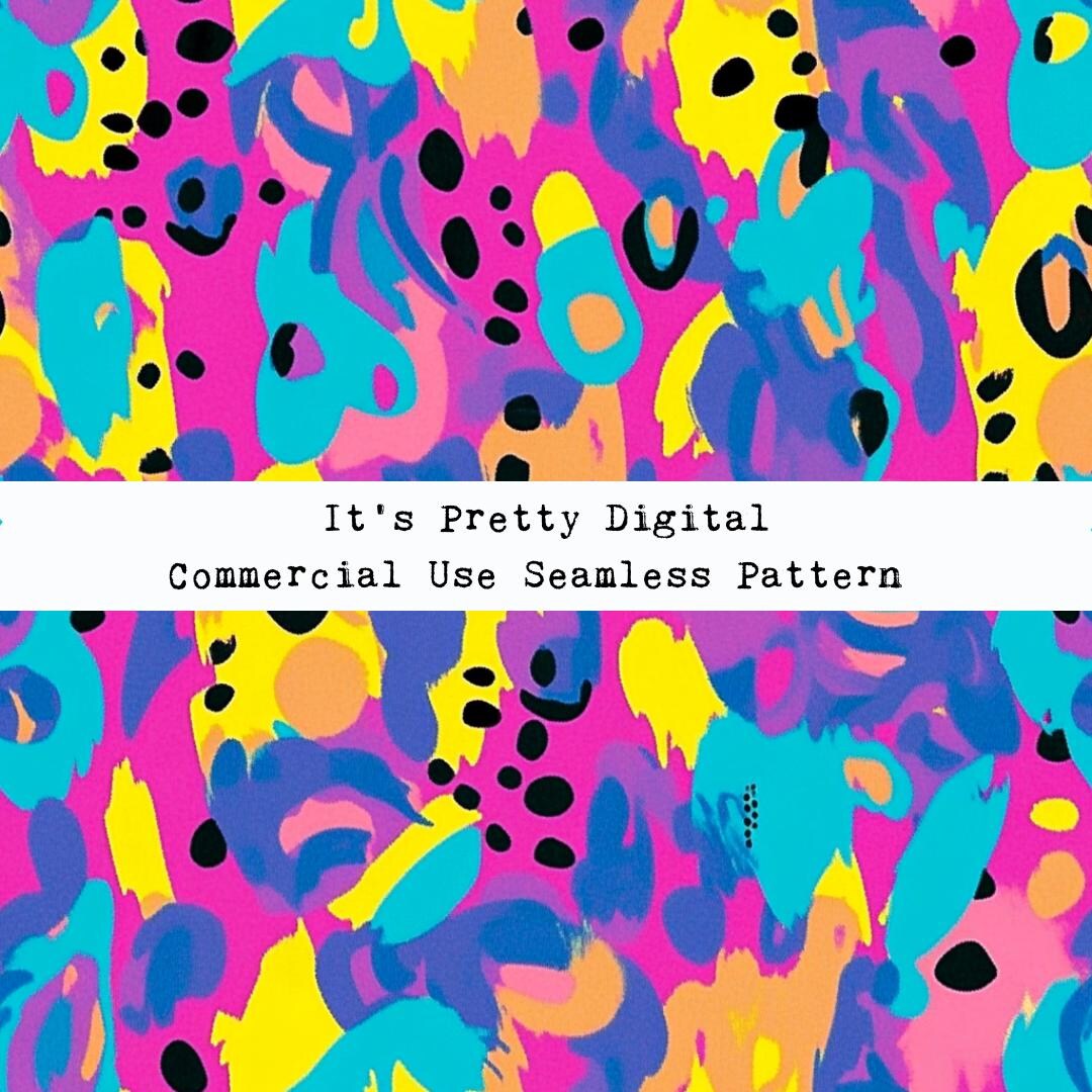 Neon Electric Bright Leopard Print Seamless Repat Pattern Custom Fabric ...