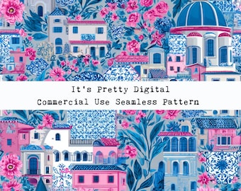 amalfi coast holidabes summer island seamless repeat pattern design custom fabric printing sublimation file clothing background fashion
