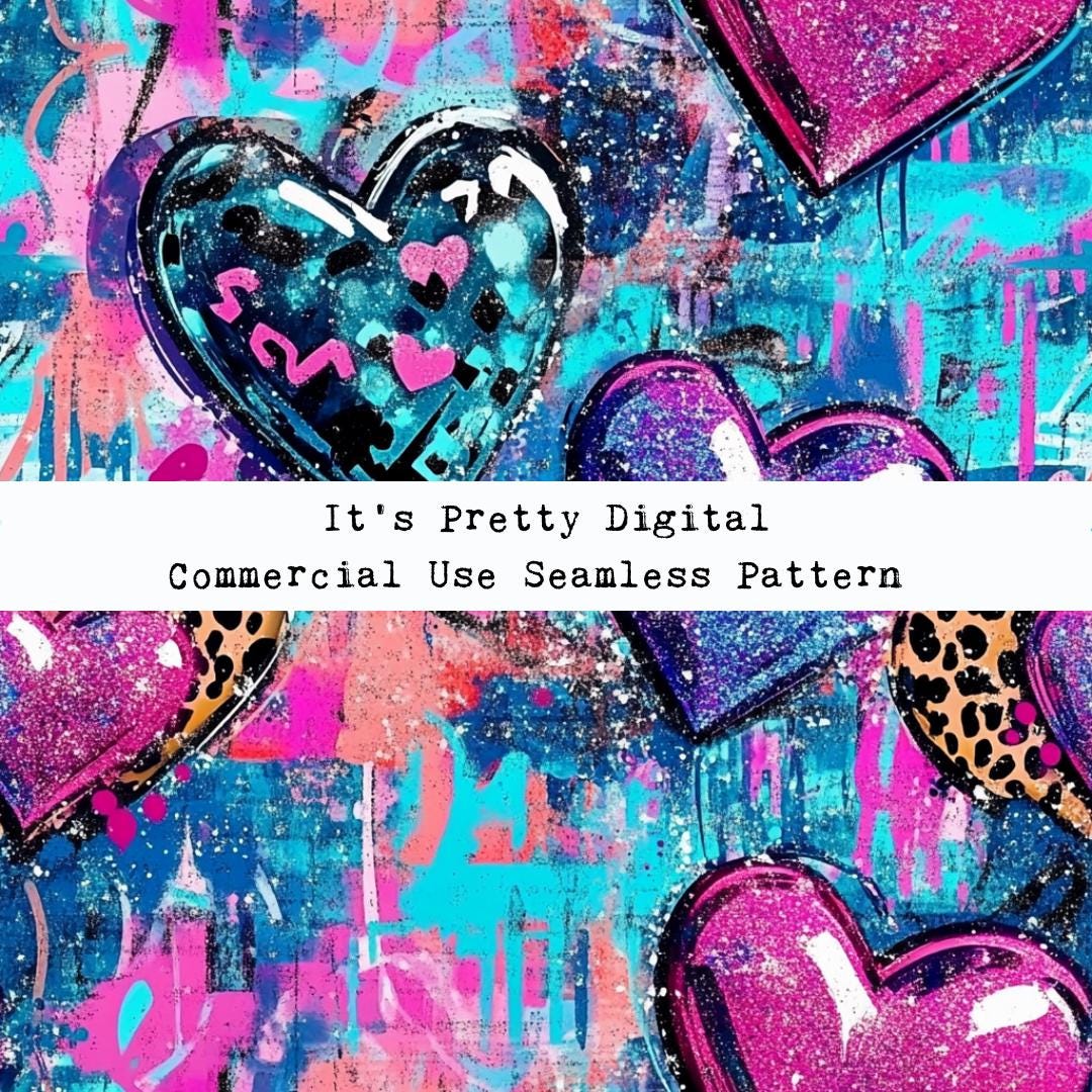 Graffiti Hearts Painted Textured Love Heart Seamless Repeat Pattern ...