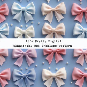realistic pretty coquette preppy bows ribbon seamless repeat pattern design custom fabric sublimation print background tumbler wallpaper