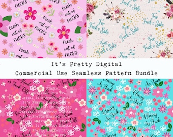 Sweary sassy naughty seamless patterns custom digital fabric design swear word repeat pattern commercial use