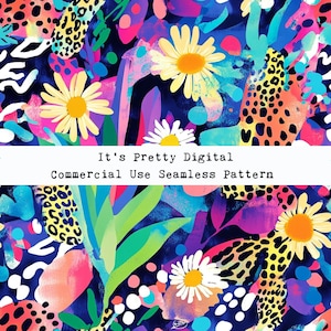 floral Leopard print Fett elektrische Farbe Sublimationsdatei nahtlose Rapportmuster kommerzielle Nutzung
