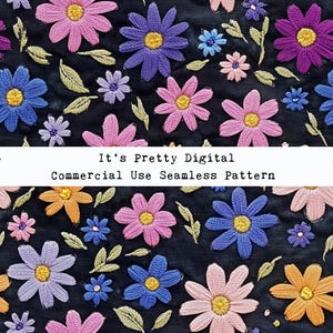 embroidery flowers realistic 3D textured seamless commercial use sublimation file seamless repeat custom fabric tumbler background wallpaper