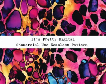 bold bright leopard print alcohol ink watercolour seamless repeat pattern commercial use custom fabric printing sublimation