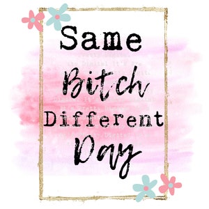 Gleiche Hündin anderer Tag kommerzielle Nutzung schimpf und freche Sublimationsdatei svg png digitale Clip Art-Aufkleber-Design sarkastische Fluch Worte