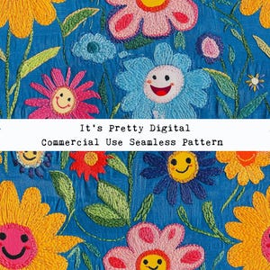 realistic happy flowers embroidery style 3d textured pattern custom fabric file sublimation commercial use tumbler background wallpaper