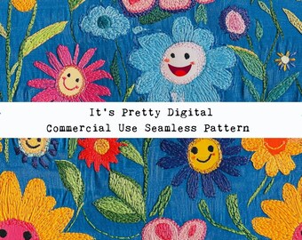 realistic happy flowers embroidery style 3d textured pattern custom fabric file sublimation commercial use tumbler background wallpaper