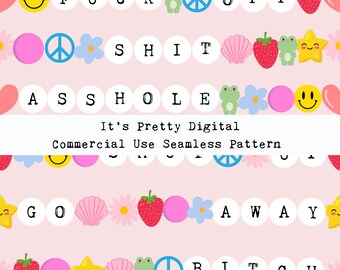 swear word sweary rude beads naughty sassy seamless repeat pattern design custom fabric printing sublimation tumbler background wallpaper