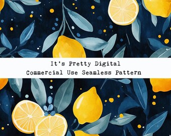 watercolour lemons fruit orchard citrus seamless repeat pattern design custom fabric sublimation tumbler file digital background wallpaper