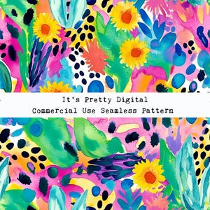 vibrant bright floral leopard print busy crazy print commercial use seamless repeat pattern commercial use