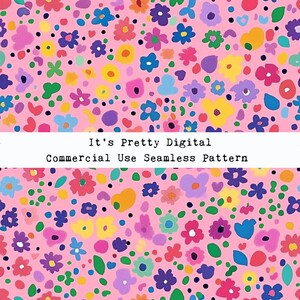 ditzy bright retro floral flowers daisies seamless repeat pattern design sublimation file commercial use custom fabric printing