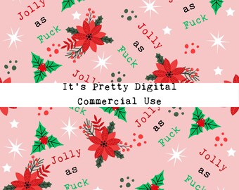Jolly As Fuck Peach Seamless Digital Pattern Fabric Design Commercial Use sublimation xmas christmas sassy swear words festive cuss file