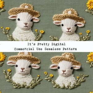 3d embroidery lambs seamless repeat pattern faux embroidery commercial use sublimation file png jpeg clip art custom fabric print tumbler