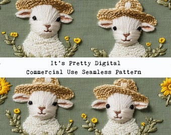 3d embroidery lambs seamless repeat pattern faux embroidery commercial use sublimation file png jpeg clip art custom fabric print tumbler