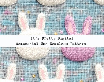 happy bunnies cute easter animals rabbit seamless repeat pattern design custom fabric printing sublimation file tumbler background wallpaper