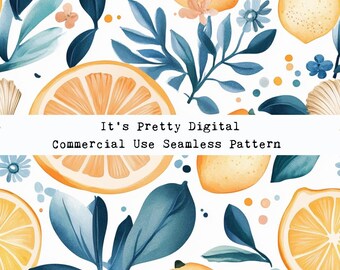 watercolour lemons fruit spring amalfi coast seamless repeat pattern design custom fabric printing sublimation tumbler background wallpaper